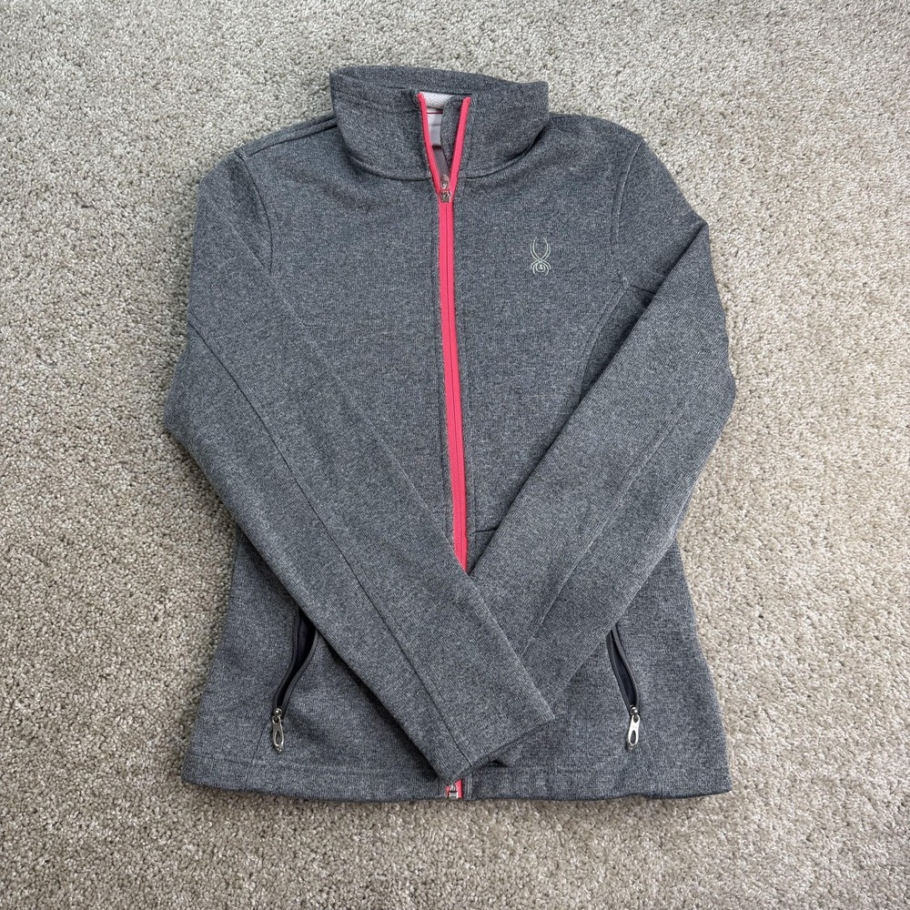 Spyder Core Sweater Jacket Womens Medium Gray Full Zip Fleece Skiing Outdoor